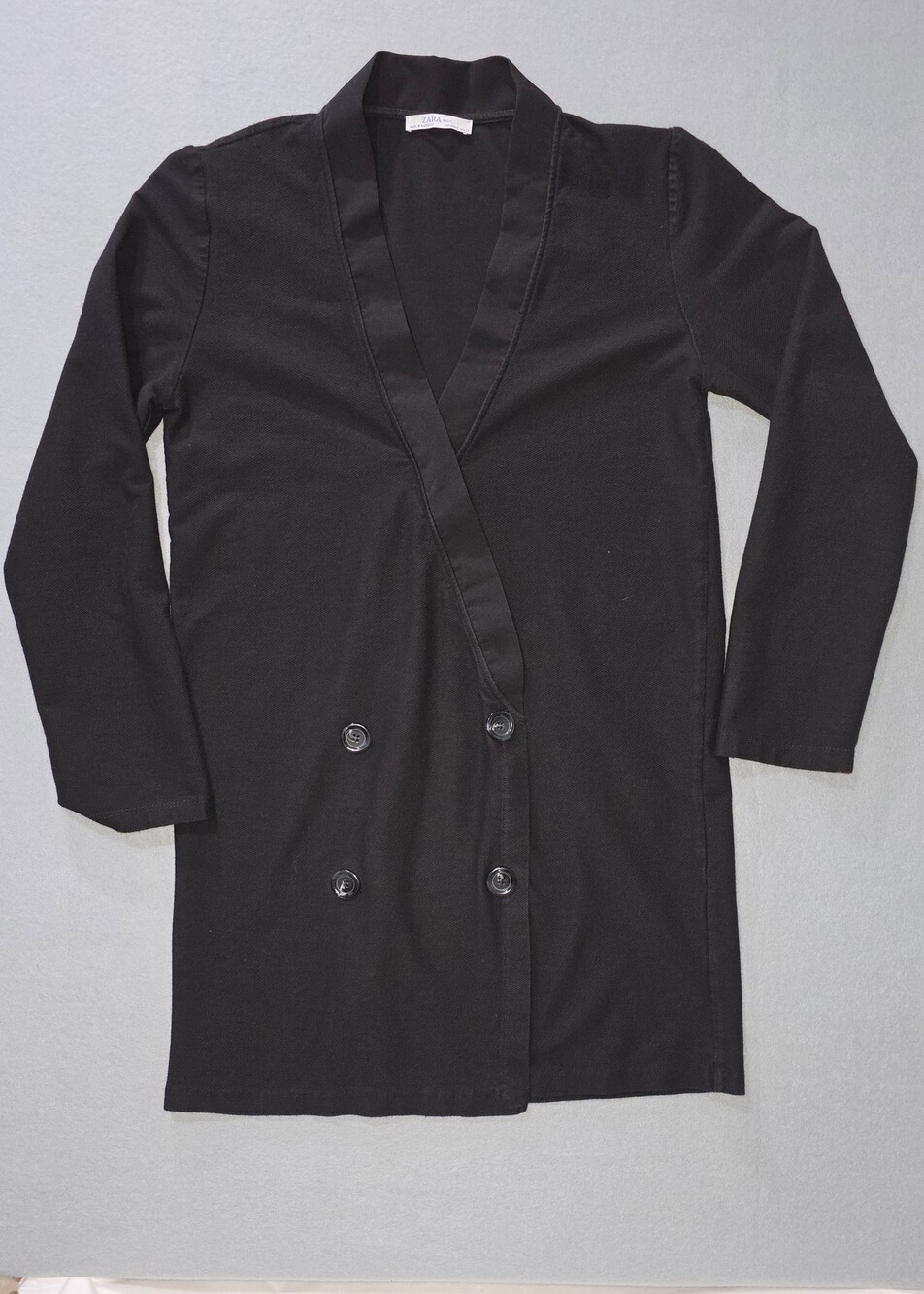Zara Basic Medium Black Double-Breasted Cardigan/Dress - Size S
